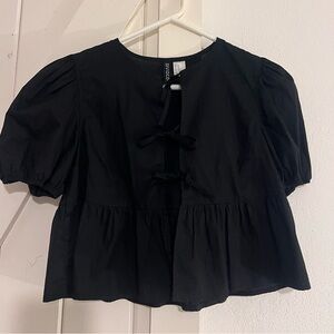 H&M Divided Black Blouse with Bows